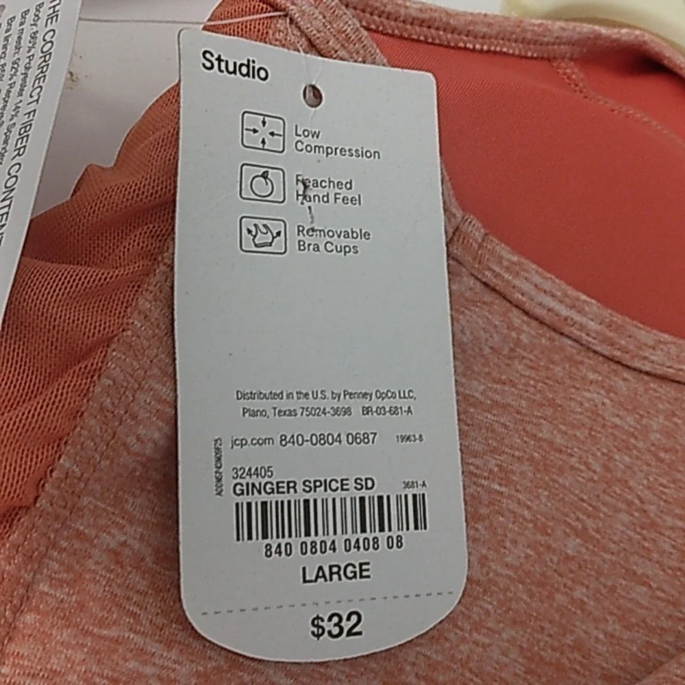 Xersion Large Racer Back Low Compression Sports Bra Ginger Spice New‎ With Tags